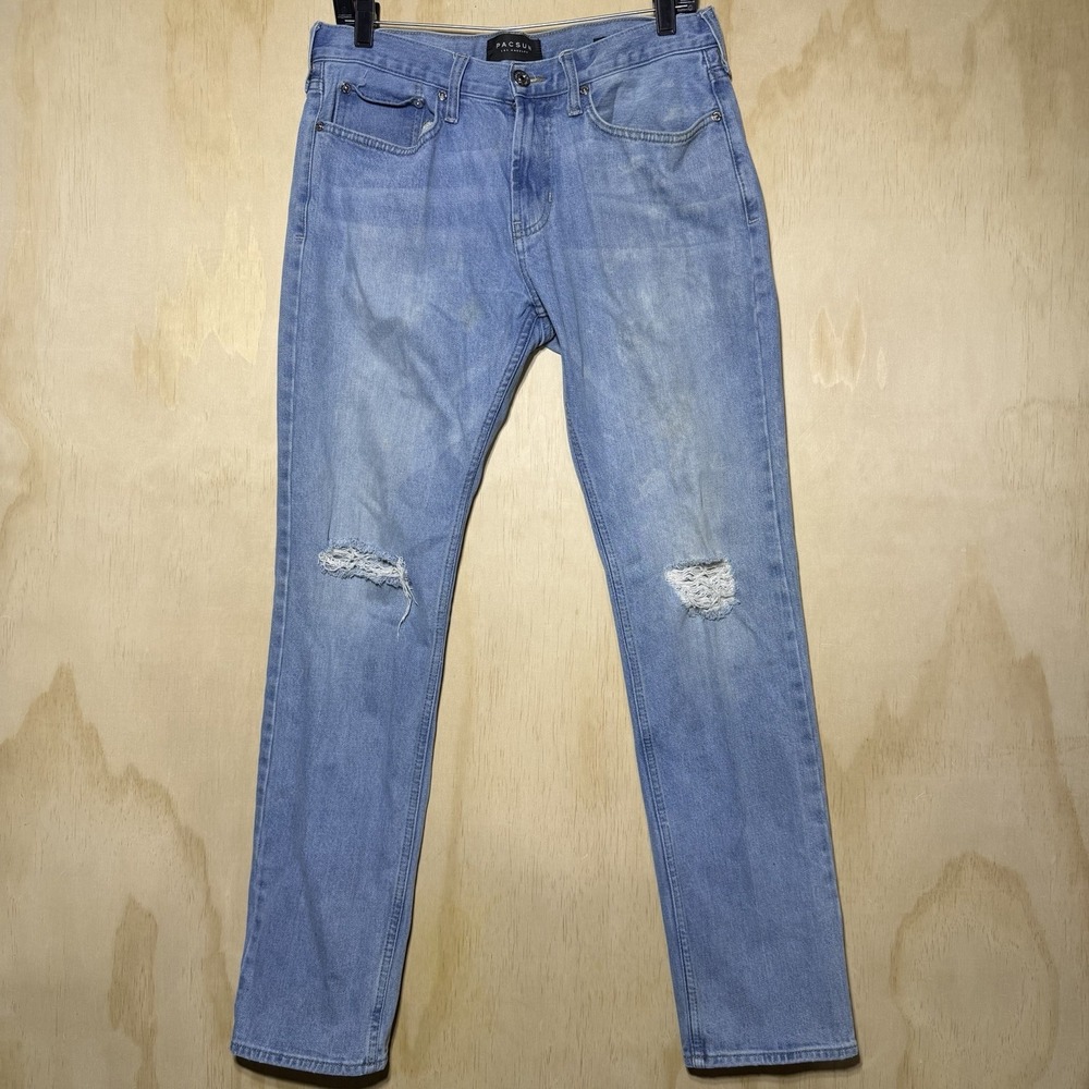 Y2K PacSun Slim Fit Jeans Distressed Light Wash Denim Ripped Men's 30x32 Pants
